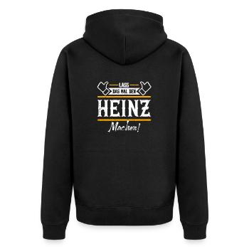 Heinz Geschenkidee Geschenk Geburtstag - Unisex Premium Bio Zip Hoodie - Schwarz - Hinten - Nico (187cm)
