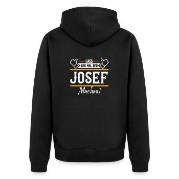 Josef Geschenkidee Geschenk Geburtstag - Unisex Premium Bio Zip Hoodie - Schwarz - Hinten - Nico (187cm)