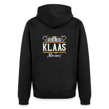 Klaas Geschenkidee Geschenk Geburtstag - Unisex Premium Bio Zip Hoodie - Schwarz - Hinten - Nico (187cm)