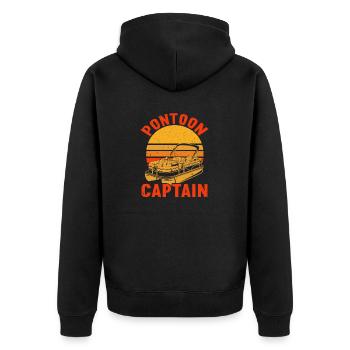 Pontonboot Kapitän Bootfahren See Pontoon - Unisex Premium Bio Zip Hoodie - Schwarz - Hinten - Nico (187cm)