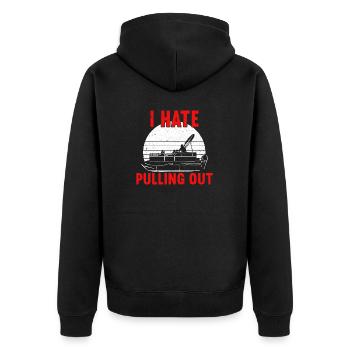 Pontonboot Kapitän Bootfahren See Pontoon - Unisex Premium Bio Zip Hoodie - Schwarz - Hinten - Nico (187cm)