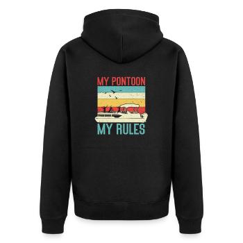 Pontonboot Kapitän Bootfahren See Pontoon - Unisex Premium Bio Zip Hoodie - Schwarz - Hinten - Nico (187cm)