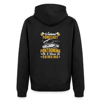 Pontonboot Kapitän Bootfahren See Pontoon - Unisex Premium Bio Zip Hoodie - Schwarz - Hinten - Nico (187cm)