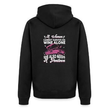 Pontonboot Kapitän Bootfahren See Pontoon - Unisex Premium Bio Zip Hoodie - Schwarz - Hinten - Nico (187cm)