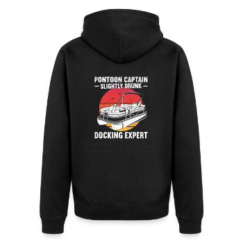 Pontonboot Kapitän Bootfahren See Pontoon - Unisex Premium Bio Zip Hoodie - Schwarz - Hinten - Nico (187cm)