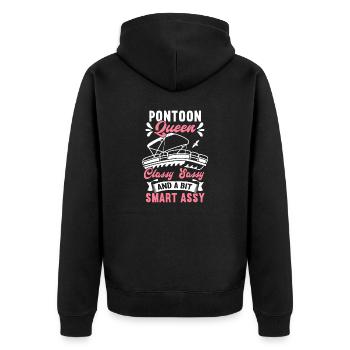 Pontonboot Kapitän Bootfahren See Pontoon - Unisex Premium Bio Zip Hoodie - Schwarz - Hinten - Nico (187cm)