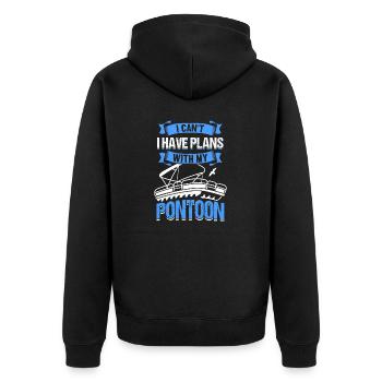 Pontoon Boat Captain Boating Lake Pontoon - Unisex Premium Organic Zip Hoodie - black - Back - Nico (187cm)