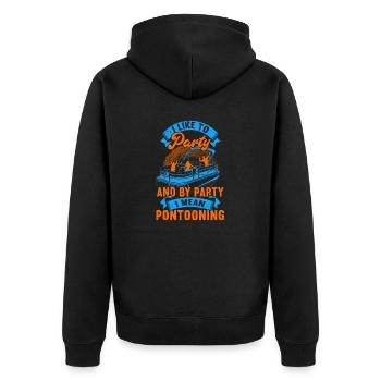 Pontonboot Kapitän Bootfahren See Pontoon - Unisex Premium Bio Zip Hoodie - Schwarz - Hinten - Nico (187cm)