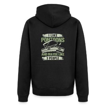 Pontoon Boat Captain Boating Lake Pontoon - Unisex Premium Organic Zip Hoodie - black - Back - Nico (187cm)