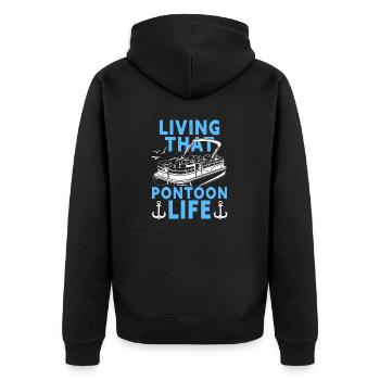 Pontoon Boat Captain Boating Lake Pontoon - Unisex Premium Organic Zip Hoodie - black - Back - Nico (187cm)