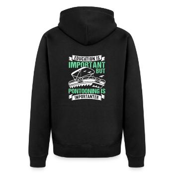 Pontonboot Kapitän Bootfahren See Pontoon - Unisex Premium Bio Zip Hoodie - Schwarz - Hinten - Nico (187cm)