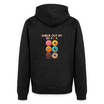Check Out My Six Pack Donut Foodie Donut Gym Lover - Unisex Premium Organic Zip Hoodie - black - Back - Nico (187cm)
