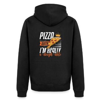 Women's Pizza Queen I'm Really A-Dough-Able Pizza - Unisex Premium Organic Zip Hoodie - black - Back - Nico (187cm)