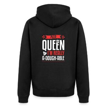 Women's Pizza Queen I'm Really A-Dough-Able Pizza - Unisex Premium Organic Zip Hoodie - black - Back - Nico (187cm)