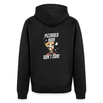 Pizzaiolo Hair Don't Care Pizza Making - Unisex Premium Bio Zip Hoodie - Schwarz - Hinten - Nico (187cm)