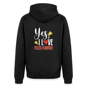 Yes, I Love Pizza Hawaii Funny Pizza Making - Unisex Premium Organic Zip Hoodie - black - Back - Nico (187cm)