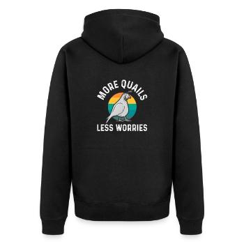 Wachtel Vogel Liebhaber Geschenk - Unisex Premium Bio Zip Hoodie - Schwarz - Hinten - Nico (187cm)