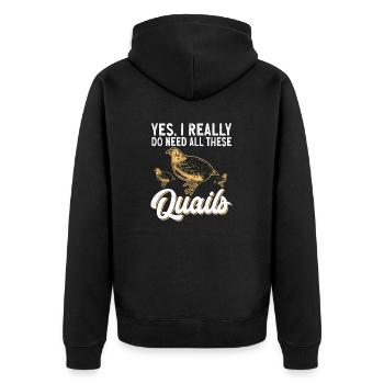 Wachtel Vogel Liebhaber Geschenk - Unisex Premium Bio Zip Hoodie - Schwarz - Hinten - Nico (187cm)