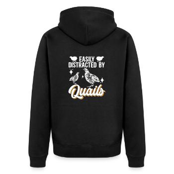 Wachtel Vogel Liebhaber Geschenk - Unisex Premium Bio Zip Hoodie - Schwarz - Hinten - Nico (187cm)