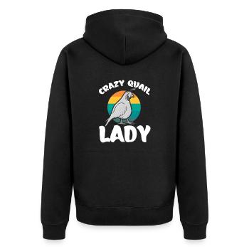 Wachtel Vogel Liebhaber Geschenk - Unisex Premium Bio Zip Hoodie - Schwarz - Hinten - Nico (187cm)