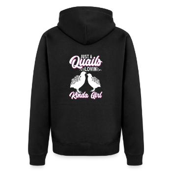 Cadeau d’amoureux des oiseaux de caille - Veste à capuche bio Premium Unisexe - noir - Dos - Nico (187cm)