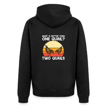 Wachtel Vogel Liebhaber Geschenk - Unisex Premium Bio Zip Hoodie - Schwarz - Hinten - Nico (187cm)