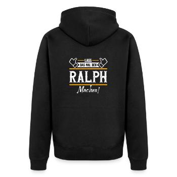 Ralph Geschenkidee Geschenk Geburtstag - Unisex Premium Bio Zip Hoodie - Schwarz - Hinten - Nico (187cm)