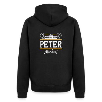 Peter Geschenkidee Geschenk Geburtstag - Unisex Premium Bio Zip Hoodie - Schwarz - Hinten - Nico (187cm)