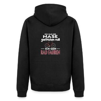 Nase gestrichen voll Ich Geh Rad Fahren Nase Voll - Unisex Premium Bio Zip Hoodie - Schwarz - Hinten - Nico (187cm)