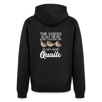 Wachtel Vogel Liebhaber Geschenk - Unisex Premium Bio Zip Hoodie - Schwarz - Hinten - Nico (187cm)