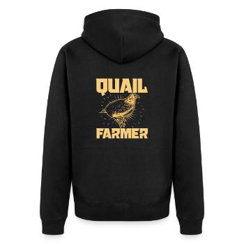 Wachtel Vogel Liebhaber Geschenk - Unisex Premium Bio Zip Hoodie - Schwarz - Hinten - Nico (187cm)