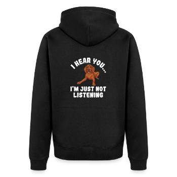Redbone Coonhound Dog Gift - Unisex Premium Organic Zip Hoodie - black - Back - Nico (187cm)