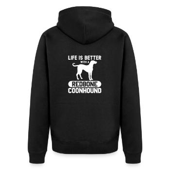Redbone Coonhound Dog Gift - Unisex Premium Organic Zip Hoodie - black - Back - Nico (187cm)