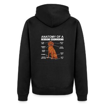 Redbone Coonhound Dog Gift - Unisex Premium Organic Zip Hoodie - black - Back - Nico (187cm)