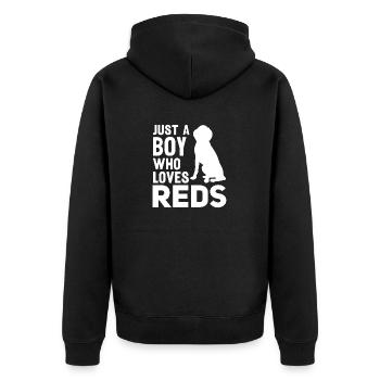 Redbone Coonhound Dog Gift - Unisex Premium Organic Zip Hoodie - black - Back - Nico (187cm)