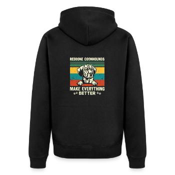 Redbone Coonhound Dog Gift - Unisex Premium Organic Zip Hoodie - black - Back - Nico (187cm)