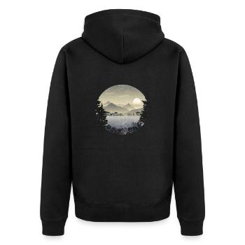 Mountain Wildlife Nature Retro Outdoors Forest - Unisex Premium Organic Zip Hoodie - black - Back - Nico (187cm)