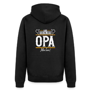 Opa Geschenkidee Geschenk Geburtstag - Unisex Premium Bio Zip Hoodie - Schwarz - Hinten - Nico (187cm)