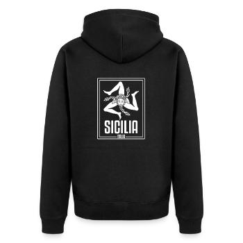 Sizilien flagge Sizilien Palermo Italien - Unisex Premium Bio Zip Hoodie - Schwarz - Hinten - Nico (187cm)