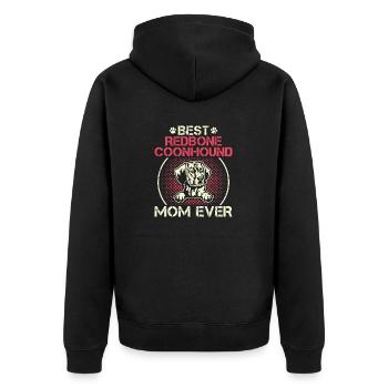 Redbone Coonhound Dog Gift - Unisex Premium Organic Zip Hoodie - black - Back - Nico (187cm)