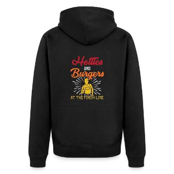 Lustiges Marathon Läufer Laufen Cross Country - Unisex Premium Bio Zip Hoodie - Schwarz - Hinten - Nico (187cm)