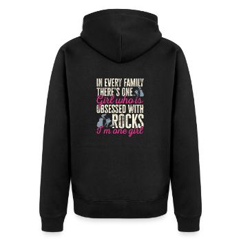 Rockhound Geology Rock Collecting Stone Collectors - Unisex Premium Organic Zip Hoodie - black - Back - Nico (187cm)