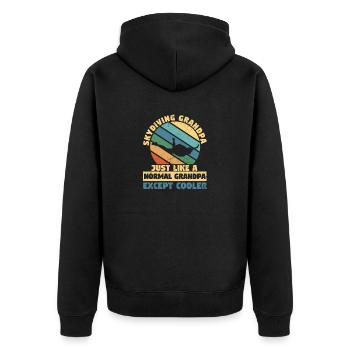 Fallschirmspringen Großvater Fallschirmspringer - Unisex Premium Bio Zip Hoodie - Schwarz - Hinten - Nico (187cm)