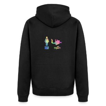 Deine Mutter Meine Mutter Fallschirmspringerin - Unisex Premium Bio Zip Hoodie - Schwarz - Hinten - Nico (187cm)