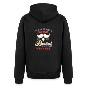 No Man Is Worth Your Tears But His BEARD Funny - Unisex Premium Organic Zip Hoodie - black - Back - Nico (187cm)