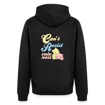 Can't Resist Cuteness Cute Retro Cat Kitten Lover - Unisex Premium Bio Zip Hoodie - Schwarz - Hinten - Nico (187cm)