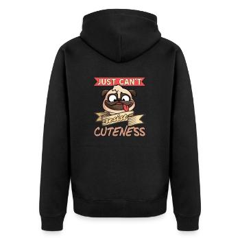 Just Can't Resist Cuteness Retro Pug Dog Lover - Unisex Premium Bio Zip Hoodie - Schwarz - Hinten - Nico (187cm)