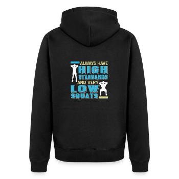Toujours avoir des normes élevées et des squats très bas rétro - Veste à capuche bio Premium Unisexe - noir - Dos - Nico (187cm)