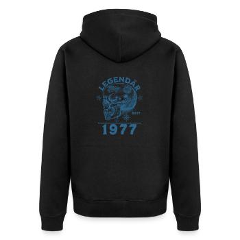 Geburtstag Legendär Seit 1977 Geschenk - Unisex Premium Bio Zip Hoodie - Schwarz - Hinten - Nico (187cm)