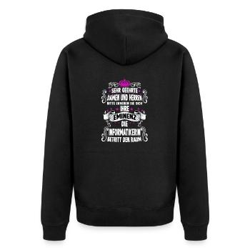 Programmiererin T Witzig Spruch Informatikerin - Unisex Premium Bio Zip Hoodie - Schwarz - Hinten - Nico (187cm)